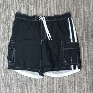 Mossimo Supply Co Mens Size XXL Cargo Swim‎ Board Shorts Black Drawstring Waist